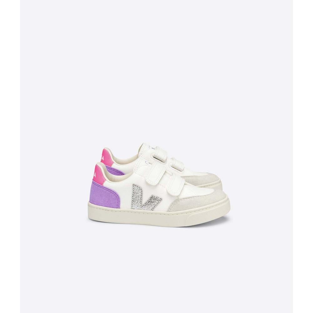 Kids\' Veja V-12 CHROMEFREE Shoes White/Purple | SG 749KOR